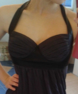 schwarz-graues Top/ Kleid mit Lederoptik