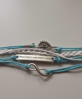 Armband Hellblau Infinity Music Notenschlüssel Hellblau Blau weiß