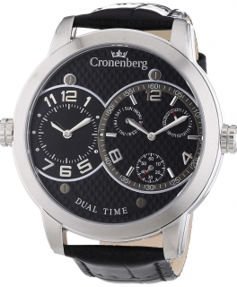 Cronenberg Herren-Armbanduhr XL Newton Analog Quarz Leder 12079W2 NEU mit OVP sehr edel