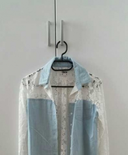 Asos Denim Jeanshemd Blogger Bluse mit Spitze Gr. 34 36 XS S