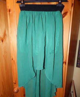 vokuhila rock dunkelgrün gummizug high low waldgrün