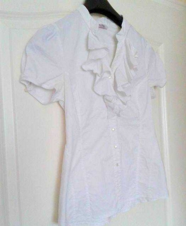 Weiße Rüschenbluse - Größe 38  - Orsay Business Büro Schick Edel