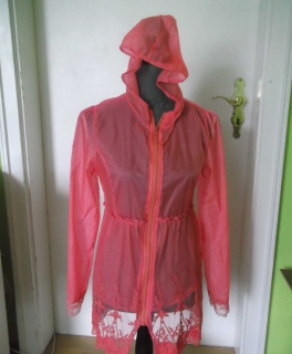 Regenjacke Peplum Kapuze lachs