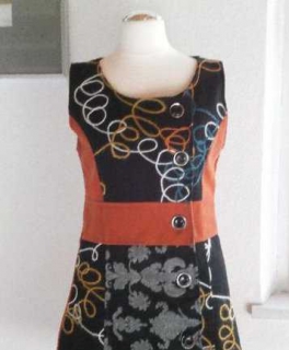  Wolle Filz Kleid XS S 34 36 schwarz bunt Gummi Wollfäden