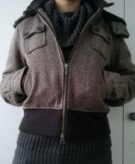 Warme Shorty Jacke Braun Nude Kapuze Kunstpelz 36/38/40 vintage