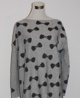 Kleidchen mit Schleifen S-M grau/schwarz