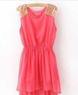 Sleeveless Pink Chiffon Kleid Kleidchen Mini