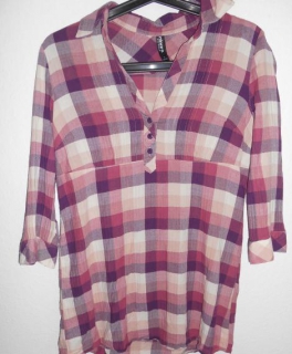 Tunika S kariert lila-pink Töne