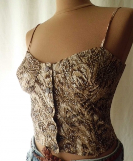 Vintage 80er 90er Hipster Boho Cosplay Corsage Top mit Glitter Größe S