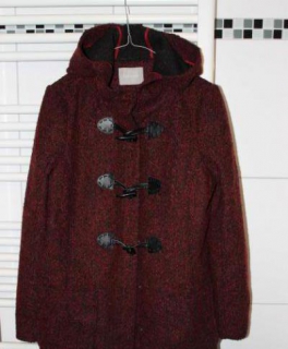 dufflecoat coat mantel wintermantel bordeaux rot weinrot gr. 36 NEU 