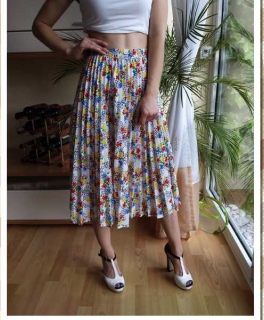 Midi Rock Vintage Blümchen Oma high waist