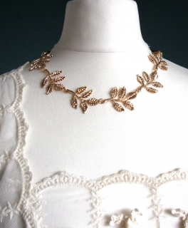 Halskette / Haarreif Blätter Vintage Römerin Stil Fasching Karneval Gold
