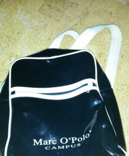 Marc O'Polo Campus Rucksack schwarz weiß Lack gut erhalten