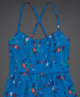 NEU Hollister Blumen Spaghetti Träger Oberteil Gr.S