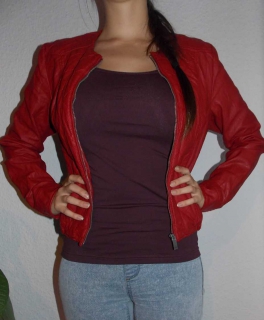 Lederjacke rot, Gr. 38 - New Yorker