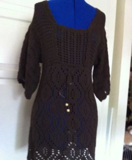 Strickkleid, Häkelkleid braun süß