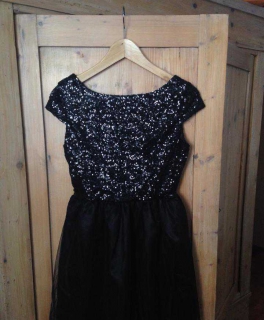 Pailletten-Kleid, schwarz, Glitzer