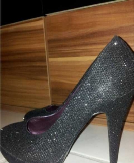 Pumps High Heels schwarz Glitzer