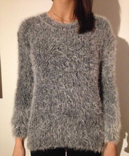 Fransen Pullover grau NEU 36