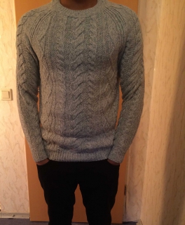 Grauer Zopfpullover H&M, XS, Neu