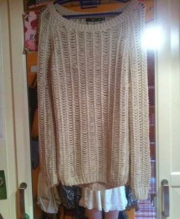 Fischgräten Strickpullover in beige / süßes Blogger Teil