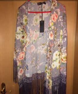 Poncho cardigan Fransen Jacke Überwurf kimono