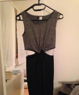 Cut-Out Kleid schwarz grau H&M 34