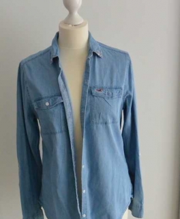 Jeansbluse, Hollister, Gr. S, bestickt