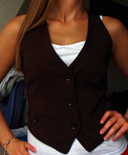 Esprit braune Weste Nadelstreifen / Esprit 