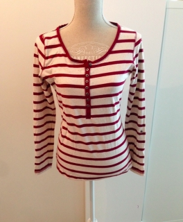 Gestreiftes Shirt Weinrot/Creme von Gina 