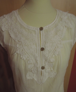 transperente Bluse T-Shirt mit Häkelmuster Spitze