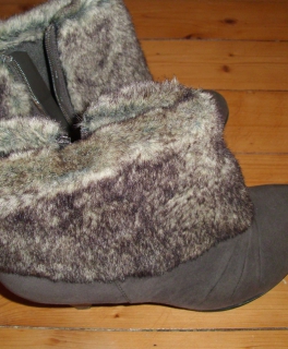 Graue Fake fur Schuhe 1920er Jahre Rockabilly