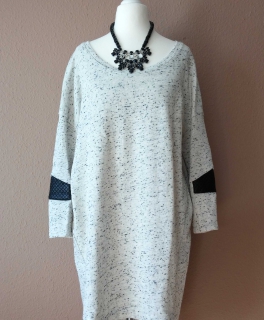 Zara Oversize Strickkleid mit Lederpatches / Gr. 38