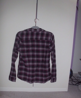 Karo Bluse langärmlig pink schwarz weiß kariert