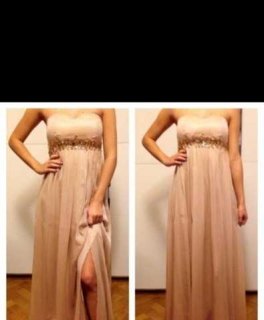 APARt Ballkleid Cocktailkleid Abendkleid Partykleid Festkleid Beige Gold Strass Pailette - 38 18 M 