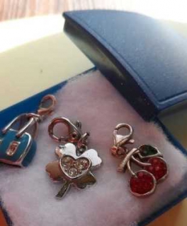 Anhänger Charms silber - Kirsche - Klee - Tasche / amor 