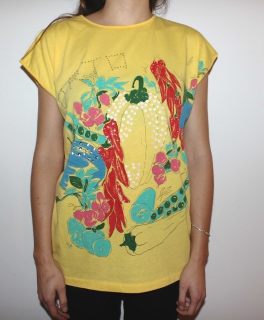 Vintage: Echt cooles, casual T-shirt mit Paprika Aufdruck und Pailletten