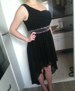 TNFC Kleid - High Low Optik - schwarz mit Glitzer Taille! 