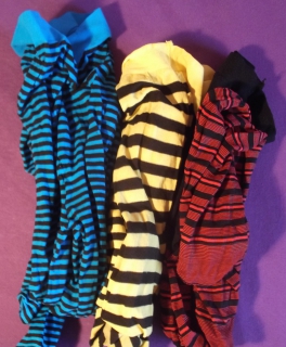 Strumpfhosen Strumpfhose gelb schwarz rot türkis gestreift 3 Stück