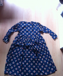 blaues Kleid mit roten Blumen (H&M,134)