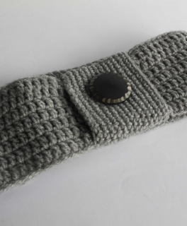 Stirnband grau * handmade* Vintage-Knopf