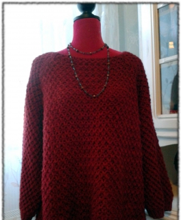 Warmer oversize - Wollpulli weinrot Gr. M / L