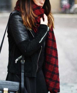 XL XXL Karo Schal Tartan Blogger Wendeschal kariert bunt rot schwarz NEU za ra