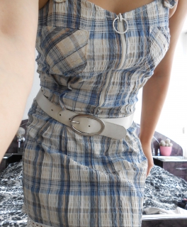 selbstgemachtes kariert sportlich lingerie boho Kleid Größe S 36 34 XS