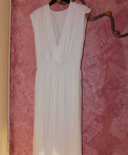 Sexy Blogger Maxi Kleid mit Schlitzen und V Ausschnitt weiß