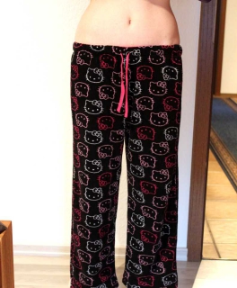 Hello Kitty Schlafanzug / Pyjama / Jogging Hose - schwarz pink