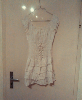 Kurzes weißes Kleid mit passenden Bolero, Gr. XS/S (34/36)