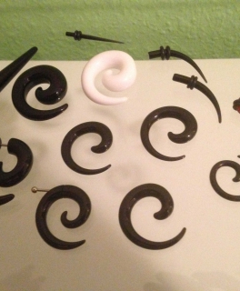 Unisex Piercing Schmuck Dehnstab Dehn-Spiralen schwarz weiß Fake Spiralen 2mm 3mm 5mm 6mm 8mm 10mm