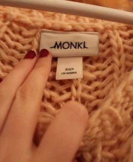 Monki rosa Pullover Trompetenärmel 3/4-Ärmel XS/S