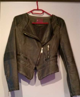 Bikerjacke Leder Iminitat S/M 36/38 grau
